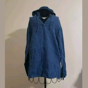 Eddie Bauer 100% Linen Pullover Hoodie Side Slits